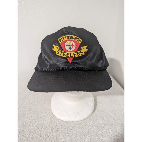 Other - Vintage Pittsburgh Steelers Hat 90s Satin Look NFL Football Black
